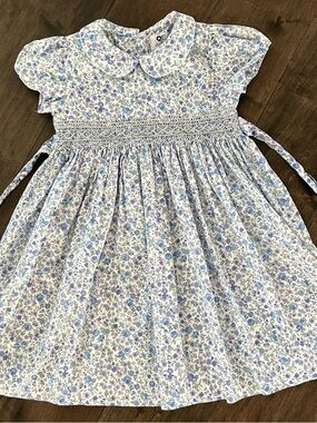 Question Everything Floral Cotton Smocked Dress- Purple & Blue Floral, Size 3-4